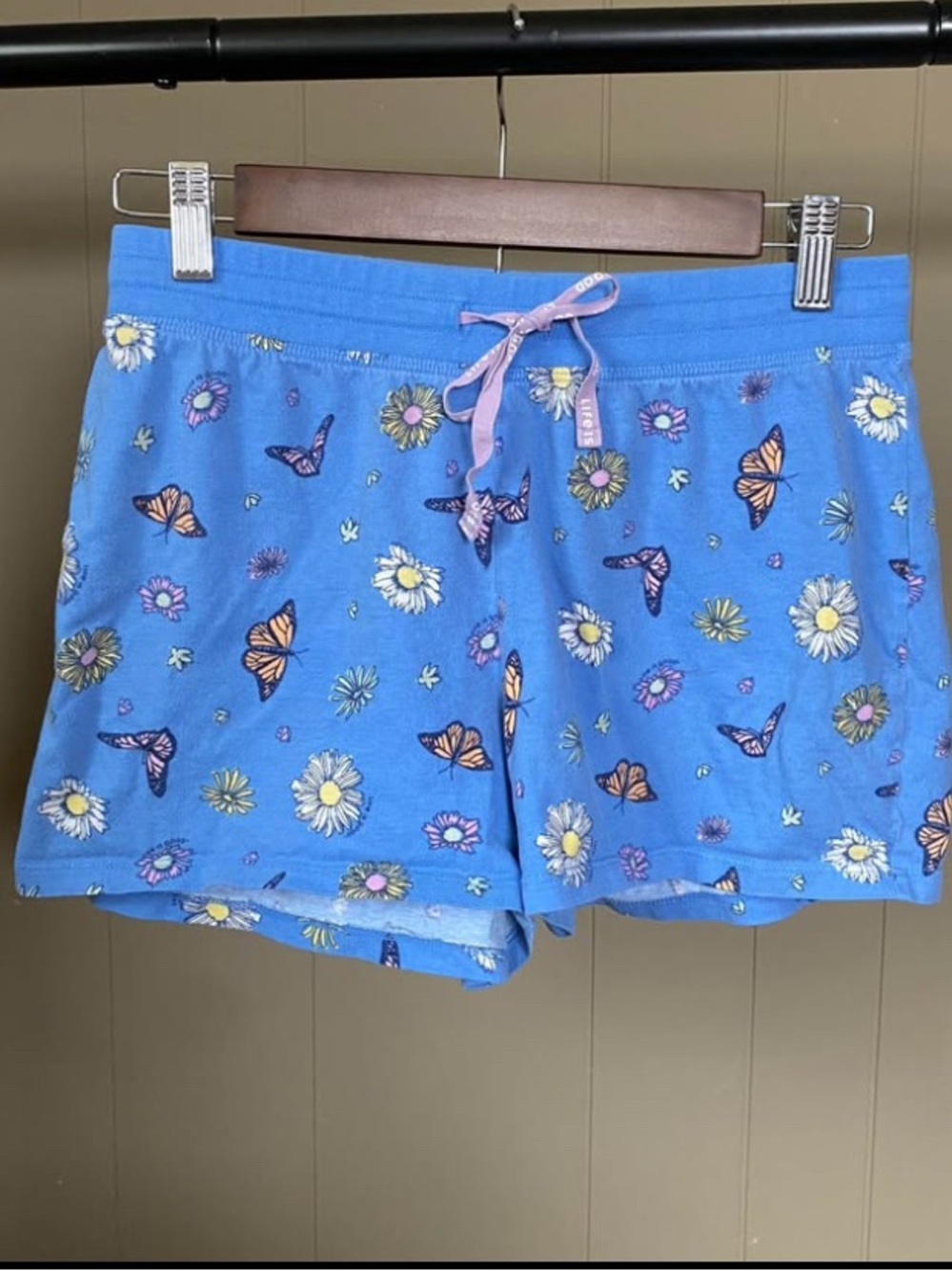 Life Is Good cotton Blue flower & Butterfly Lounge Shorts